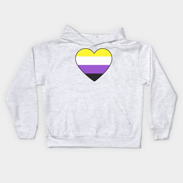 Non-Binary Pride Heart Kids Hoodie by LittleGreenHat